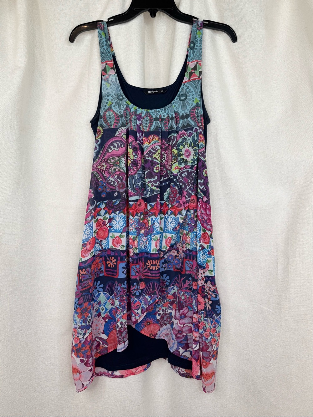 Desigual Dress Magic Womens Size 42 L Multicolor Patchwork Layered Sleeveless